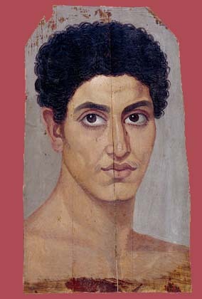 Retrato de joven. Arte copto de El Fayum. S.I al IV d.c.
