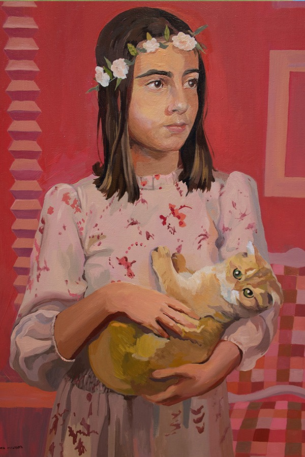retrato niña con gato